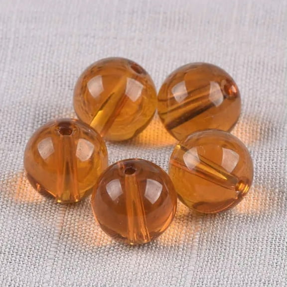 EOEMY Round Glossy 6mm 8mm 10mm 12mm 14mm Crystal Glass Loose Beads For Jewelry Making-Brown-6mm (50Pcs)