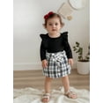 thumbnail image 3 of BemeyourBBs Fall Toddler Girl Outfit Ruffles Long Sleeve Shirt and Plaid Skirt Set, 3 of 9