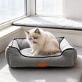 thumbnail image 4 of Washable Bolster Dog Bed, Soft Cotton Filled Pet Sofa Cushion, Non-Slip Calming Cat Bed for Small Medium Dogs Cats, 22.83x16.93in, Gray, 4 of 6