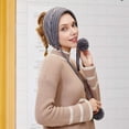 thumbnail image 4 of Winter Tie Knitting Warm Ear Protector Plush Hair Ball - Khaki, 4 of 5