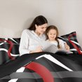 thumbnail image 4 of Homewish Geometric Waves Striped 7-Piece Twin Bedding Sets,Modern Minimalist Lines Bedding Comforter Set,Gray White Red Sheet Sets For Girls Kids,Luxury Bedroom Decor Reversible, 4 of 8