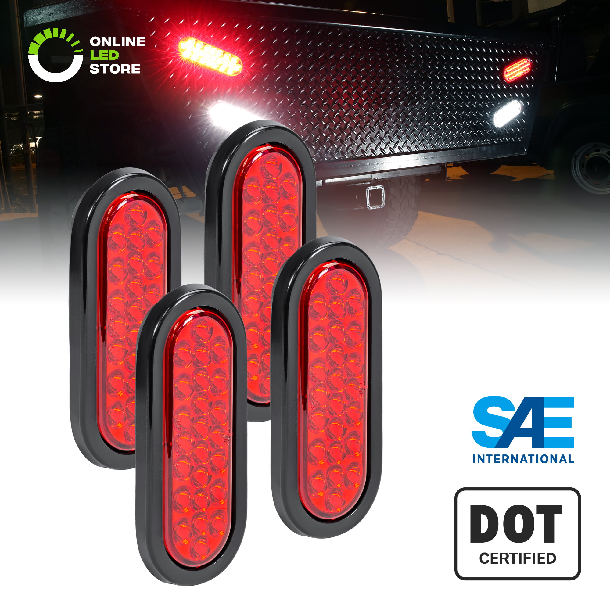Details about  / DOT Submersible Amber 6/" Oval LED Trailer Tail Light Kit w// Grommet /& Plug