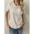 thumbnail image 5 of Am Direct Women's Crew Neck Short Sleeve Eyelet Embroidery Casual Holiday T-Shirt, 5 of 6