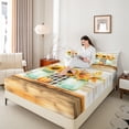 thumbnail image 4 of Manfei Arustic Sunflower Queen Sheet Sets,Hello Fall Flat Sheet,Autumn Pumpkin Maples Queen Fitted Sheet For Teens,Luxury Bedroom Decor,4 Pieces, 4 of 7