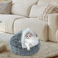 thumbnail image 3 of Lit pour Animaux Semi-Fermé Chaud d'Hiver pour Chats – Design Confortable avec Motif, 3 of 3