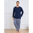 thumbnail image 3 of U2SKIIN Mens Pajama Set Long Sleeve, Pajamas Made from Bamboo Pulp Viscose and Cotton Lightweight PJS for Men（Navy+Navy Plaid，L）, 3 of 5