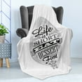 thumbnail image 4 of Eat Dessert First Soft Flannel Fleece Blanket, Life is Short Food Inspired Words on Spoon Retro Chalk Board, Cozy Plush for Indoor and Outdoor Use, 70" x 90", Charcoal Grey and White, by Ambesonne, 4 of 5
