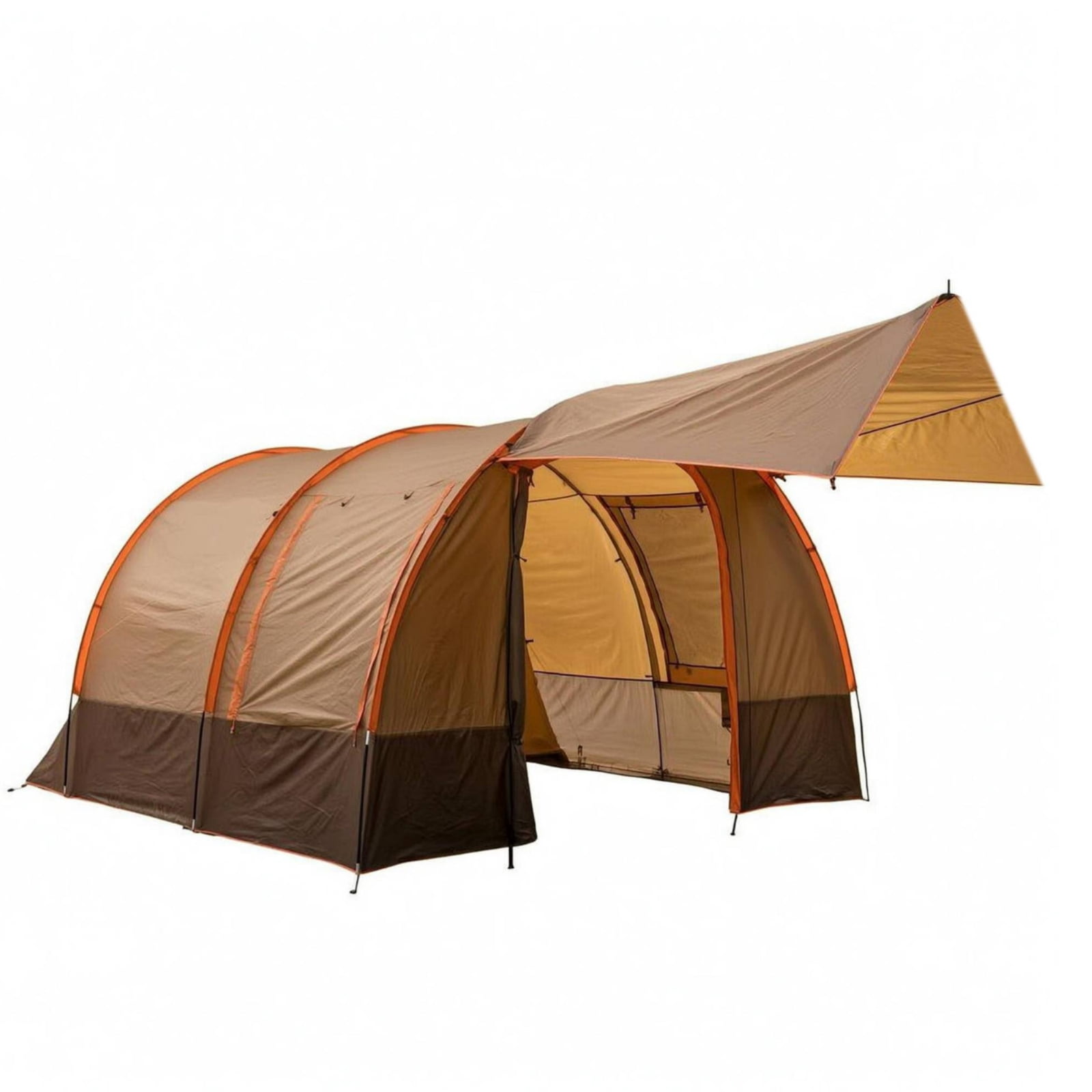 predolo Tunnel Camping Tent Yellow Tunnel Tent Zippered Entrance Outdoor Shelter, Yellow