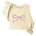 thumbnail image 4 of Womens Tops Plus Size Long Sleeve Bow Tie Printing Round Neck Loose Sweatshirts Beige M, 4 of 4