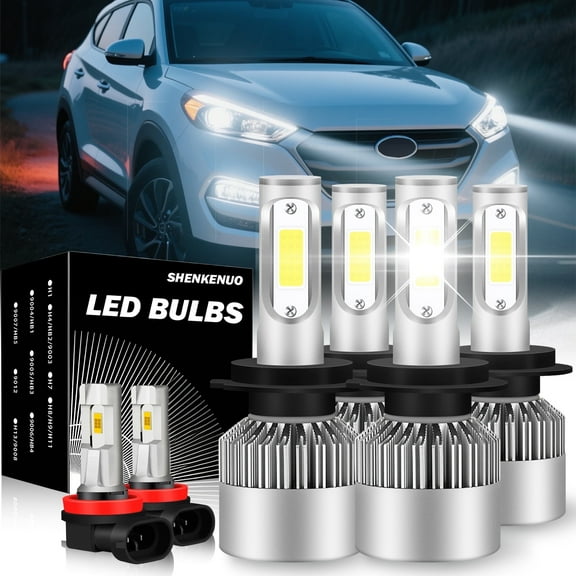 Fits 2016-2018 Hyundai Tucson Low Beam & High LED Headlight Bulbs Fog Light 6pcs 6000K White
