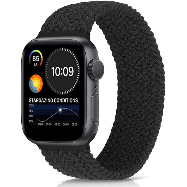 Woven Single Loop Strap Compatible With Apple Watch, Sports Strap Nylon Braided Strap Compatible With iWatch Series Ladies and Men(Black,38/40mm XS)