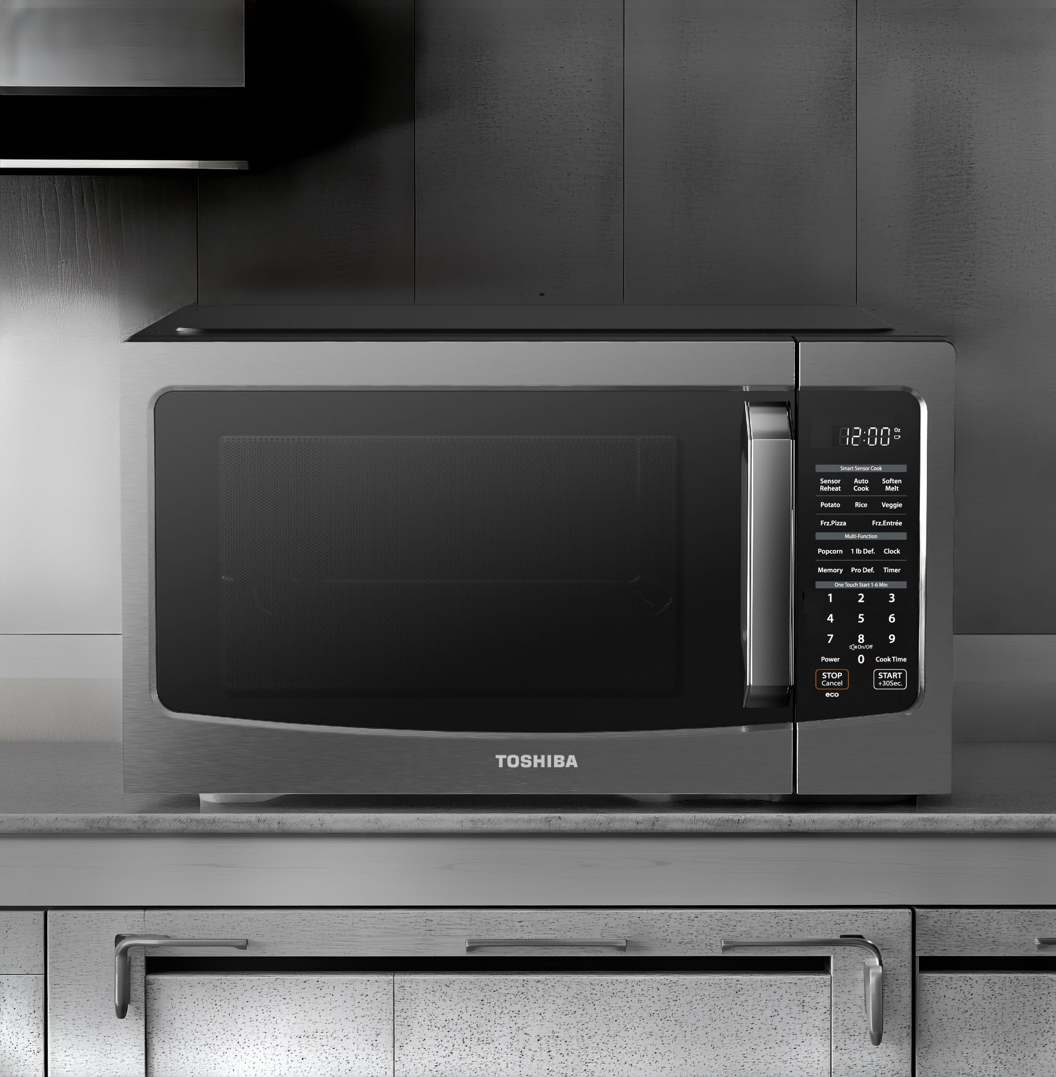 Toshiba 1.2 cu. ft. Black Stainless Steel 1000-Watt Microwave Oven