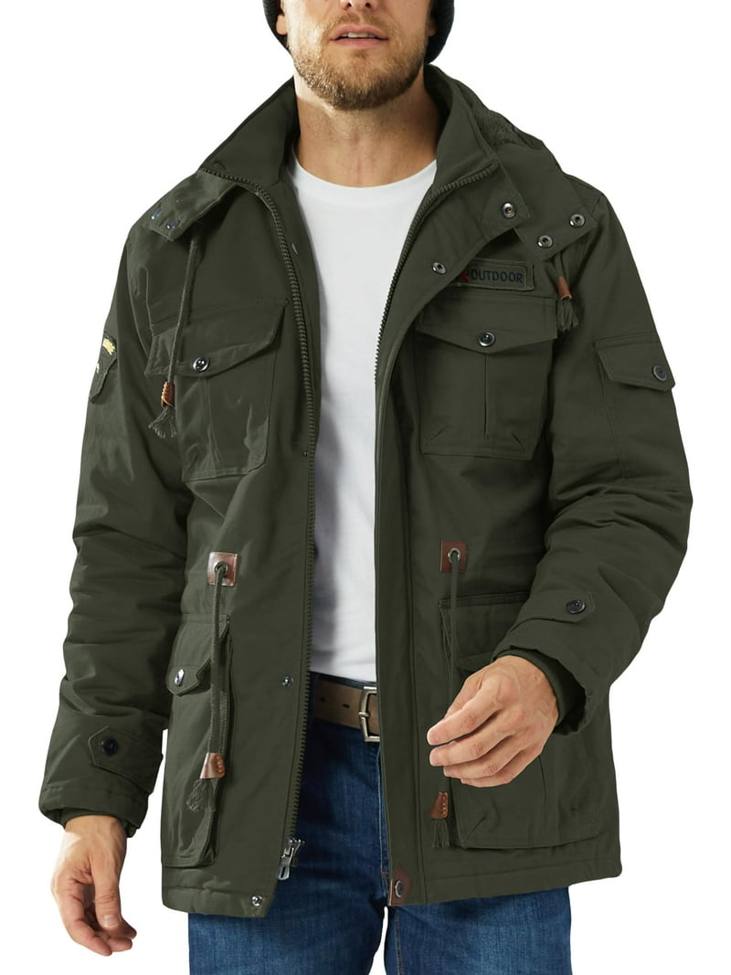TACVASEN Men's Winter Coat Military Jacket Fleece Lined Parka
