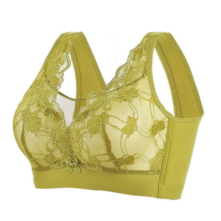 Gnurob Bras for Women No Underwire Bralette Comfort Seamless Supportive Bra Raceback Push Up Bralettes Full Coverage Underwear Clearance Deals Yellow 36/80