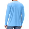 thumbnail image 4 of WTOBBY Men's Raglan Sleeve Sports Top in Solid Color with Long Sleeve Design for Active Wear Lightweight and Comfortable Athletic Shirt for Training ,Blue L, 4 of 6