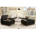 thumbnail image 2 of Large Square Foot Stool with Storage,ottoman with Storage with Two Storage Doors, Storage Ottoman,for Living Room Mid-century Modern Coffee Table with Nailhead Inlay, Brown PU Leather, 2 of 6