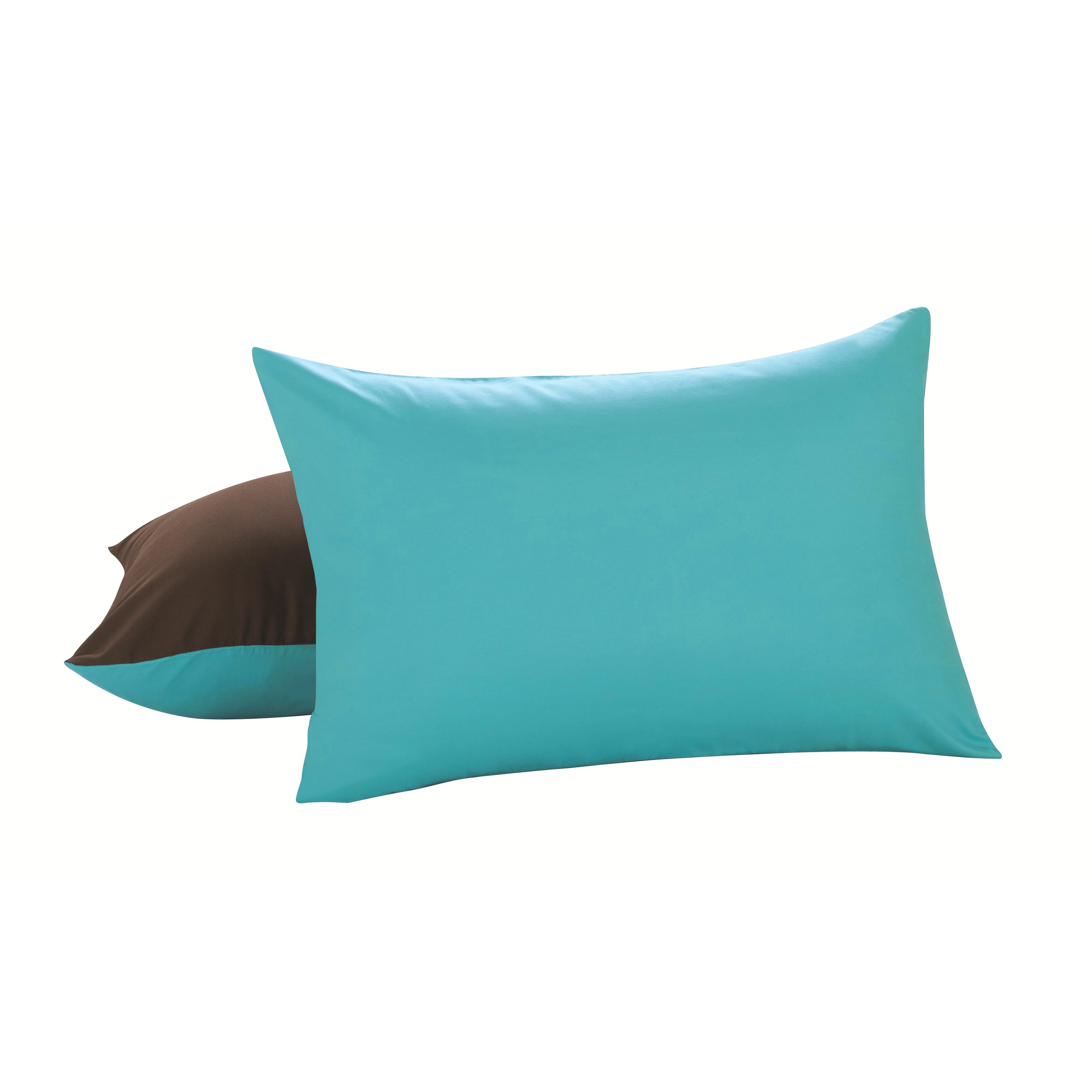 2 Piece Reversible Pillow Case Shams Standard/Queen, Chocolate and Turquoise