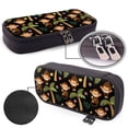 thumbnail image 4 of Picia Monkeys Swinging from Palms Pattern Large Capacity PU Leather Pencil Case Organizer Pen Marker Holder Double Zipper Storage Bag Big Pencil Pouch for College Office, 4 of 6
