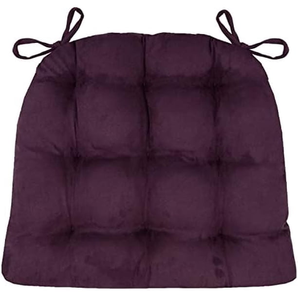 Microsuede Eggplant Purple Dining Chair Pad With Ties Size Standard