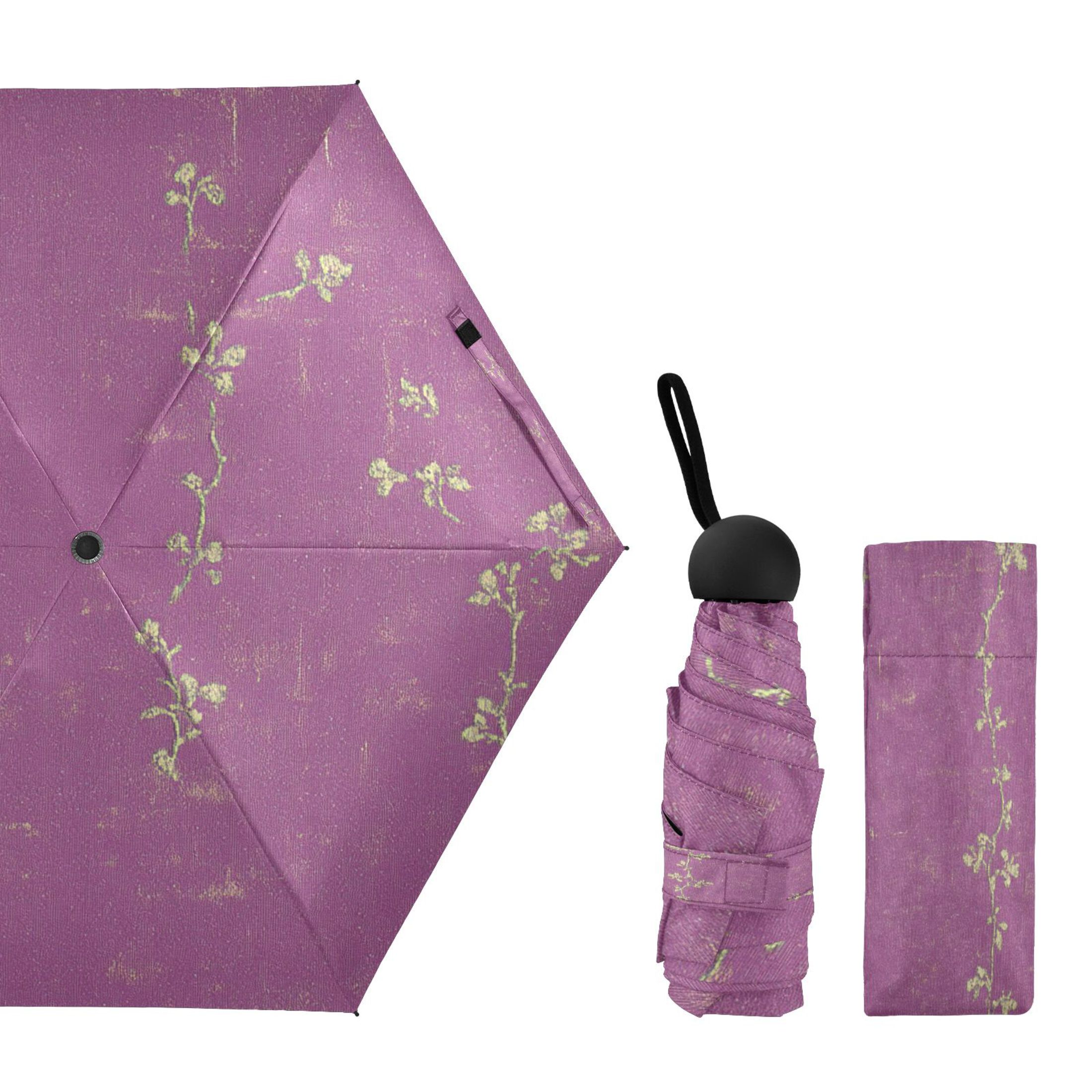 Ornate Floral Umbrellas for Sun Auto Open Close UV50+ Waterproof 5-Fold Compact Fiberglass Frame
