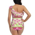 thumbnail image 5 of Pofeuu Flowers Print Women's One Piece Swimsuits One Shoulder Swimwear Asymmetric Ruffle Monokinis Bathing Suits-XX-Large, 5 of 6