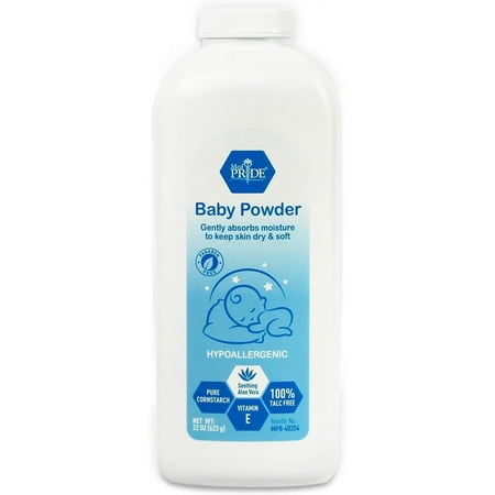 MEDPRIDE Hypoallergenic Talc Free Baby Powder Cornstarch Powder with Aloe Vera and Vitamin E, 22 oz