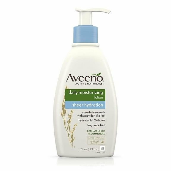 Aveeno Sheer Hydration Daily Moisturizing Dry Skin Lotion, 12 oz, 2 Pack