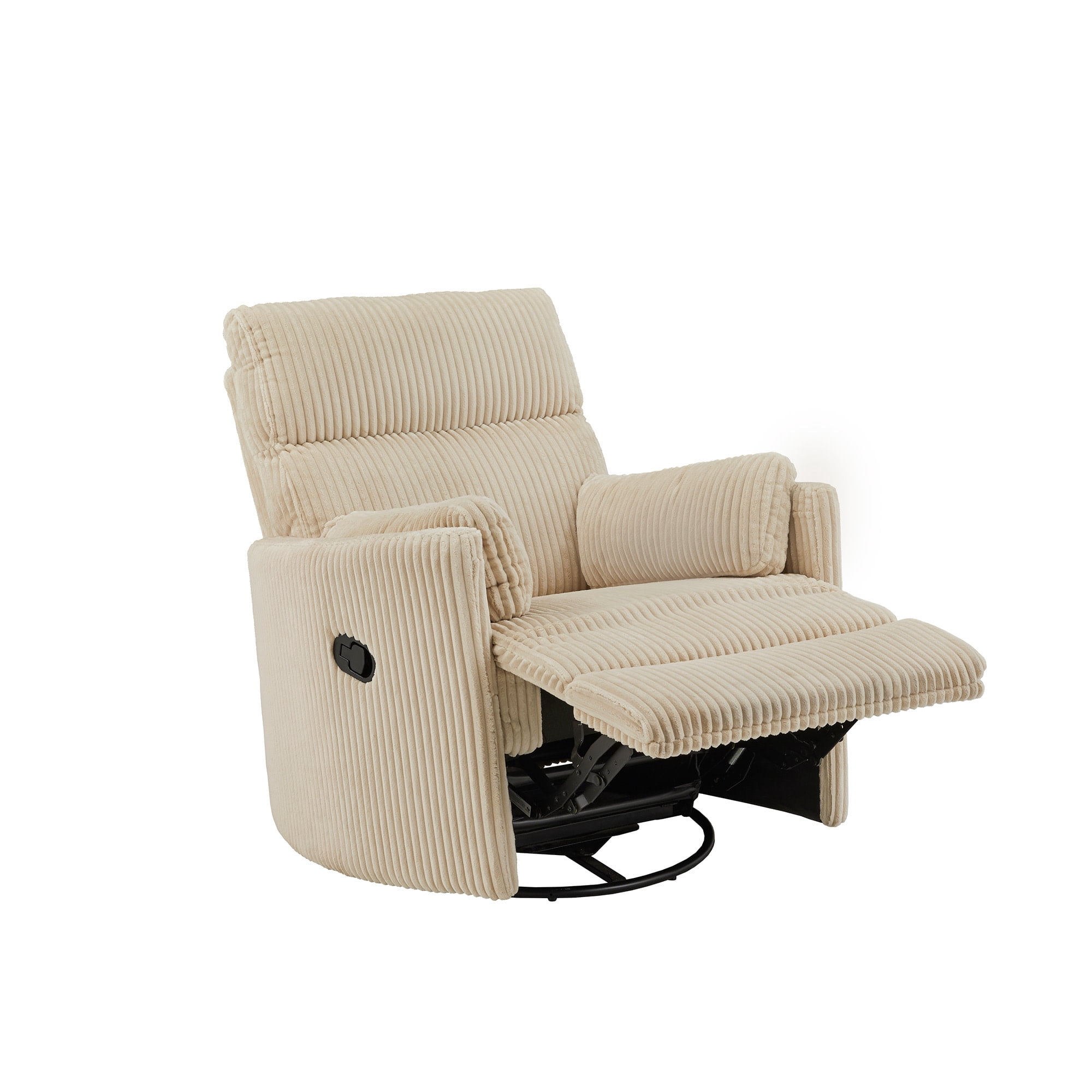 Weston Home Sloan Plush Corduroy Fabric Manual Swivel Glider Recliner, Beige
