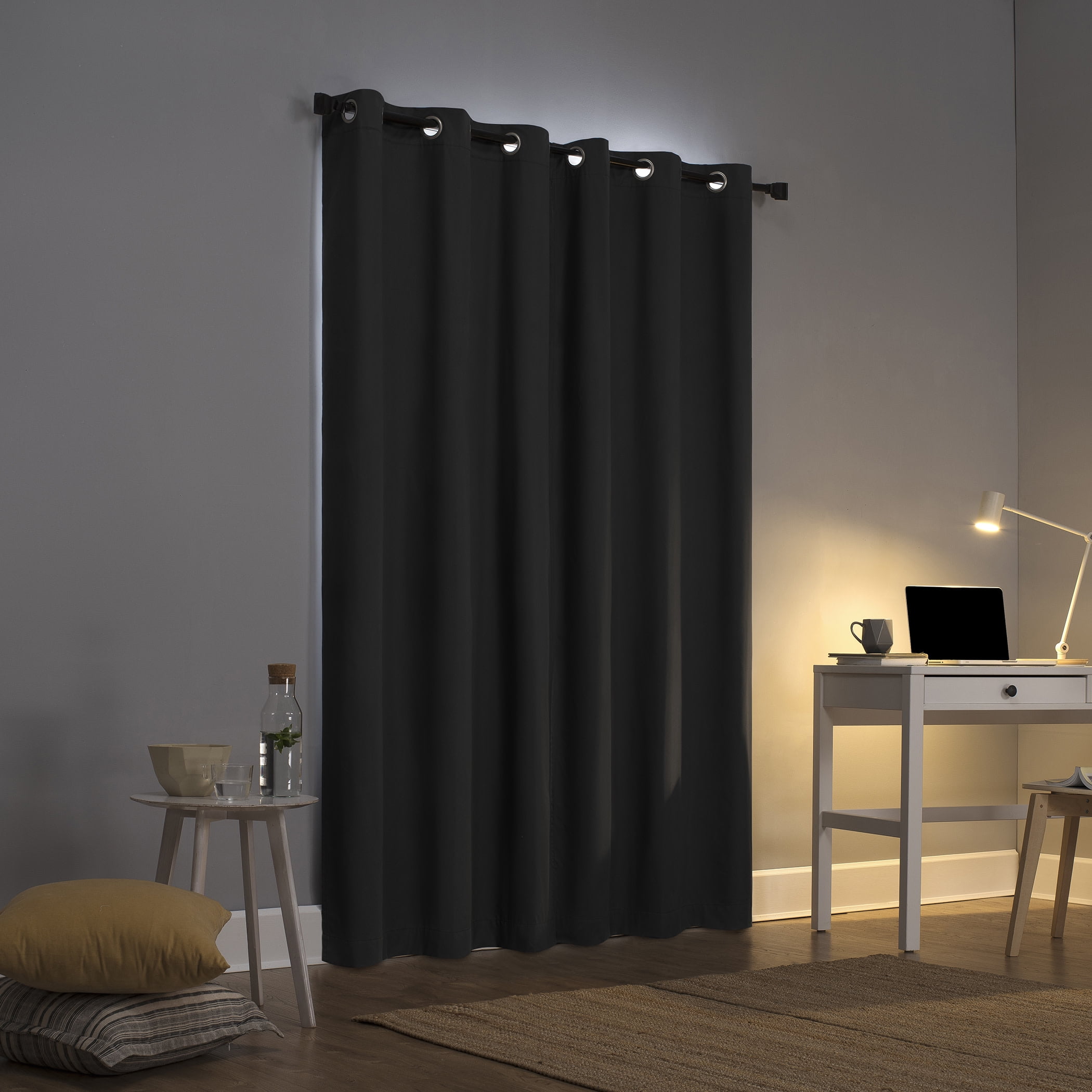 Sun Zero Cyrus Thermal 100% Blackout Grommet Curtain Panel, 40"X84", Charcoal