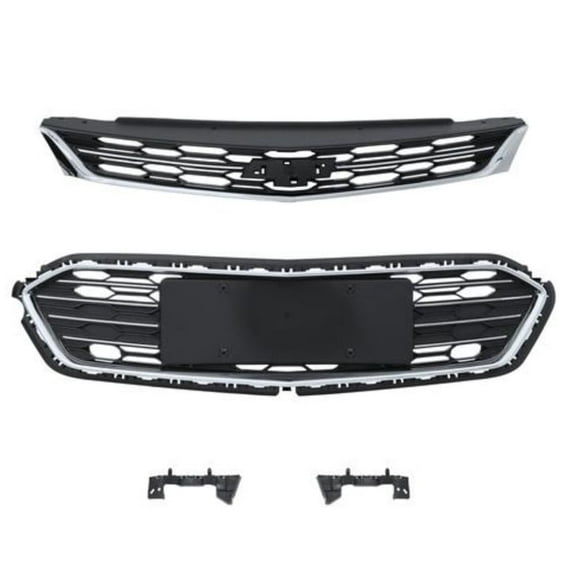 Front Bumper Grill Upper And Lower Grille Fit for 2016-2018 Chevy Chevrolet Cruze 2PCS