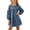 L Blue, variant on LOOK! Auroural Children's Summer Solid Color Tighten Waist Short Sleeve Dress Shirt Dress Denim Dress Kids（3-6Years）