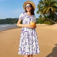 thumbnail image 4 of Balery Lavender Flowers Pattern Womens Dresses Loose Short sleeve Sundresses Swimsuit Coverup 2025 Summer Casual Dress for Women - A-Line Swing Dress, 4 of 6