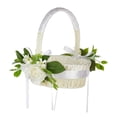 thumbnail image 1 of Cesta de boda, cesta de flores de satén, accesorios fotográficos para niña de las flores, decoración con flores de seda Blanco, 1 of 9