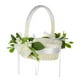 thumbnail image 1 of Cestas de flores para niña de las flores de boda con asa, cestas de flores con lazo de satén para flores Blanco, 1 of 9