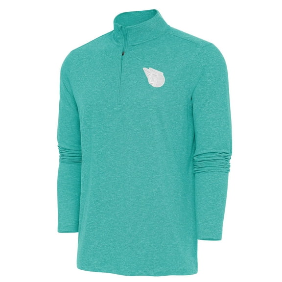 Men's Antigua  Heather Aqua Cleveland Guardians Hunk Quarter-Zip Top