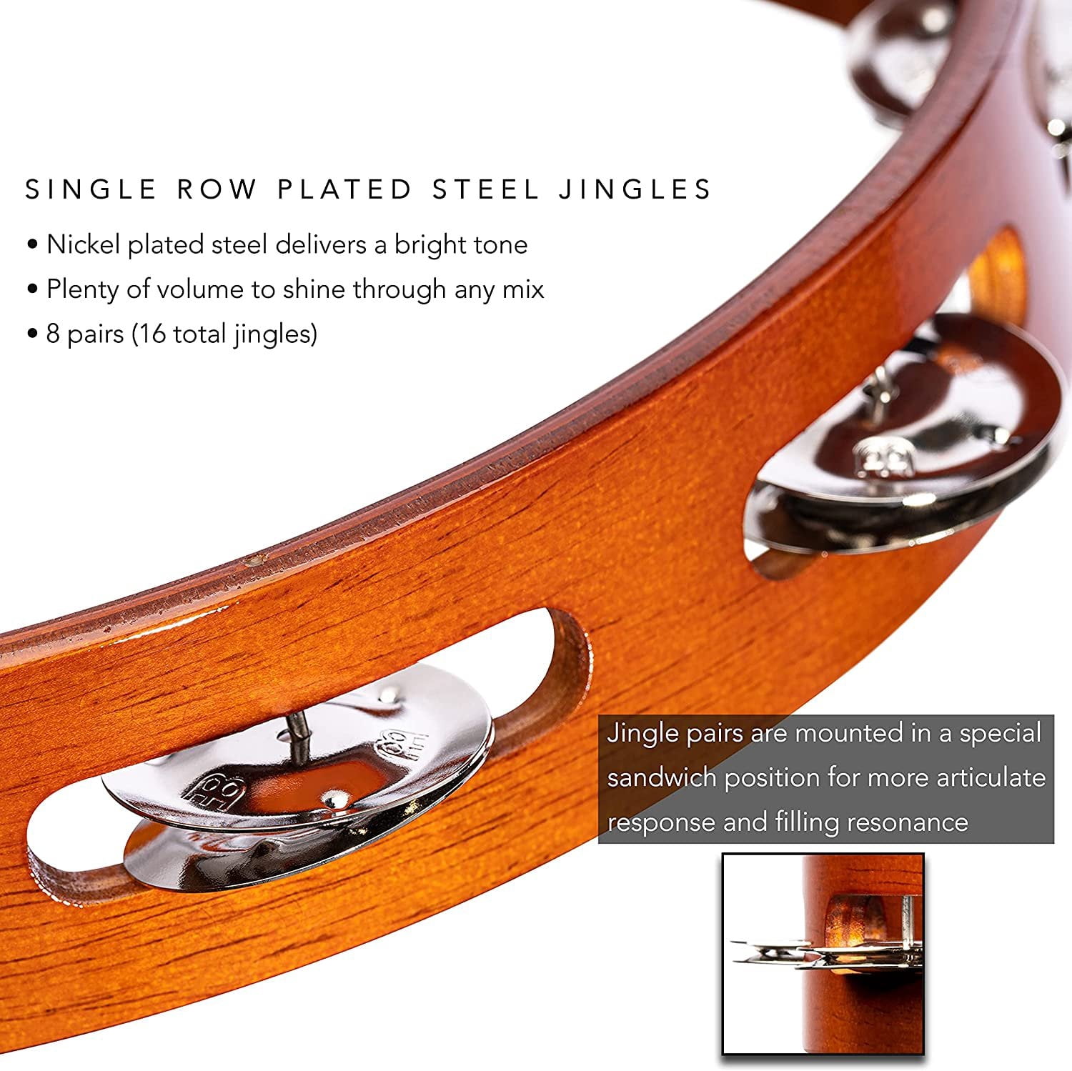 Meinl 10" Traditional Wood Tambourine with Steel Jingles | TA1AB