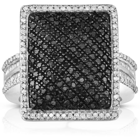 1 Carat T.W. Black and White Diamond Silver Fashion Ring