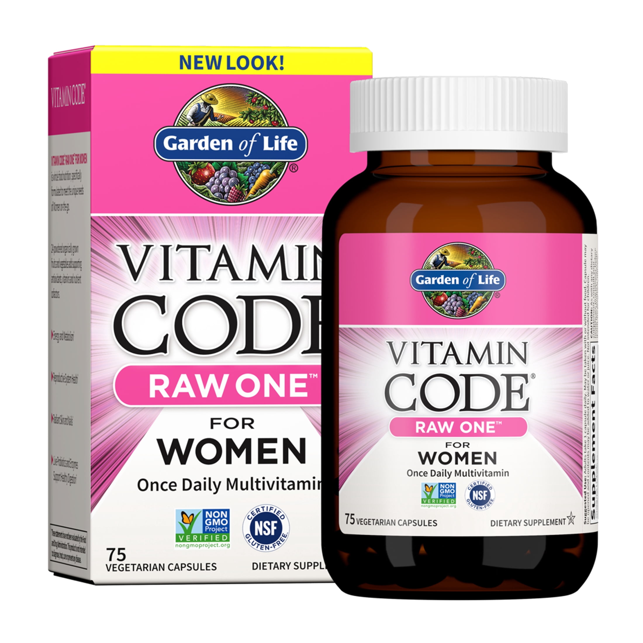 (3 pack) Garden of Life Vitamin Code Raw One for Women, 75 Vegetarian Capsules