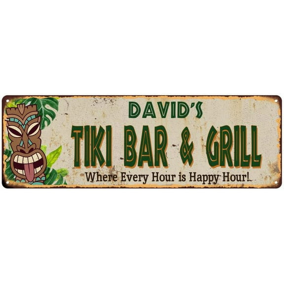 David's TIKI BAR & GRILL Gift Metal Sign 6x18 Decor 206180040116