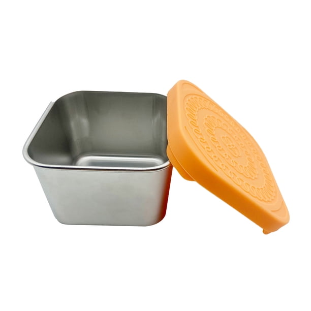 Pisexur Batería de cocina Paquete de 3 recipientes de acero inoxidable para refrigerios de 170 g, pequeños recipientes de comida a prueba de fugas con tapas de silico para la cocina del hogar