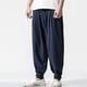 thumbnail image 1 of Pantalones largos para hombre, sueltos, de algodón y lino, de color liso, informales, de moda., 1 of 3