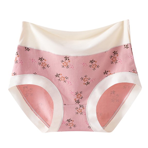 Kvture Women's High Waisted Underwear Tummy Control Seamless Full Coverage Panties Soft Hipster Floral Briefs Underpants XXL Pink