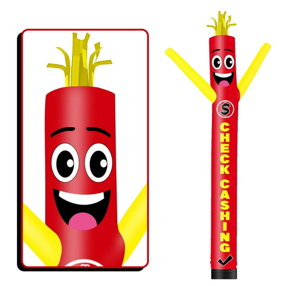 Inflatable Tube Man Check Cashing Wacky Wavy Dancing Guy for Outdoor Decoration Advertising Business Promotion (Blower Not Included)
