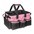thumbnail image 2 of Large Canvas Cleaning Bag With Handle And Crossbody Strap, Multifunctional Storage Tool Bag For Cleaning Supplies, Roomy Divided Caddy For Home Office Organization, Pink White, 17.7 x 10.2 x 9 In, 2 of 6