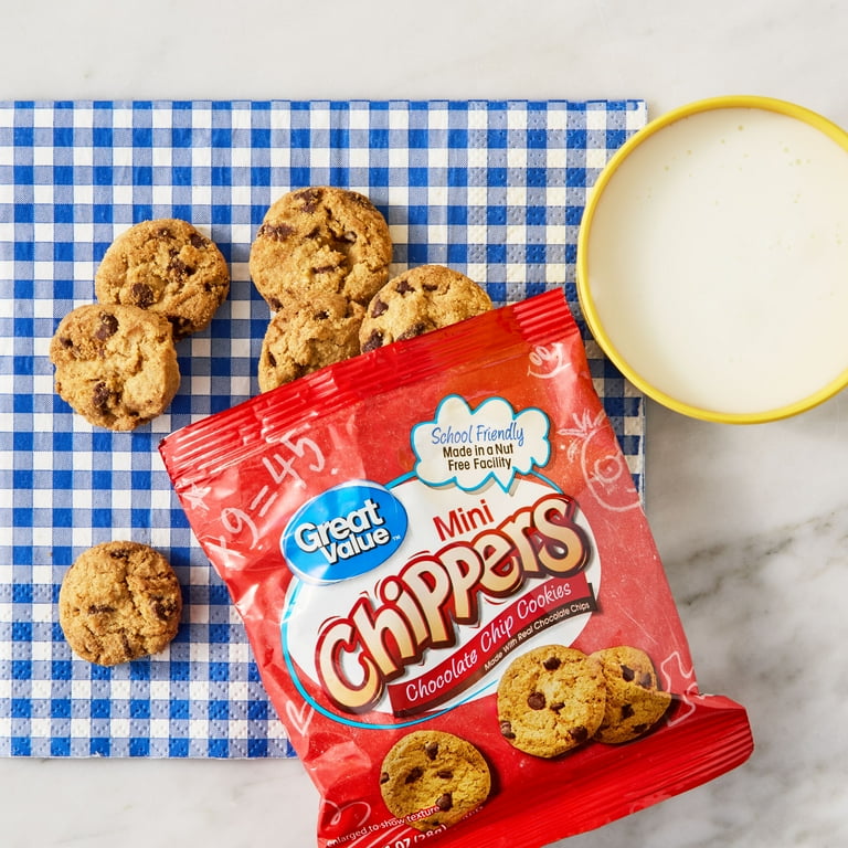 Great Value Mini Chipper Cookies, 1 oz, 10 Snack Packs, Chocolate