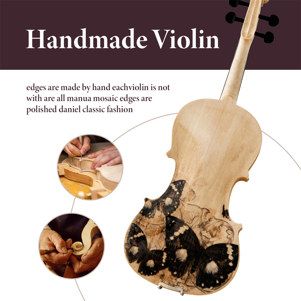Professional 4/4 Full-Size Violin - Premium Sound, Durable & Lightweight Design with Complete Accessories, Rosin, Strings, Bow, Shoulder Rest