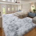 thumbnail image 4 of Janvonne 8x10 Fluffy Shag Area Rugfor Living Room Bedroom, Ultra Soft Plush Fuzzy Shaggy Non-Slip Carpet for Kids Girls Room Nursery, Cozy Indoor Home Decor, Tie-dye Silver Grey, 4 of 8