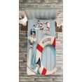 thumbnail image 3 of Ambesonne Shabby Quilted Bedspread Set 2 Pcs, Welcome Aboard Sign Anchor, Twin Size, Red Pale Blue Navy Blue, 3 of 3