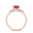 thumbnail image 3 of Pear Shaped Pink Tourmaline Side Stone Engagement Ring with Moissanite in Sterling Silver/ Rose Gold Plated Trilogy Promise Wedding Band Ring October Birthstone Jewelry, Ring Size 5, 3 of 8