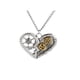 thumbnail image 1 of Collar de corazón Steampunk Zulema de engranajes plata oro, 1 of 5